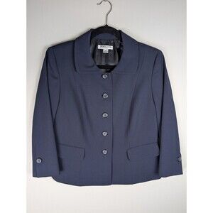 Pendleton Virgin Wool Button Up Blazer Women's 10 Navy Collared Preppy Size 10P